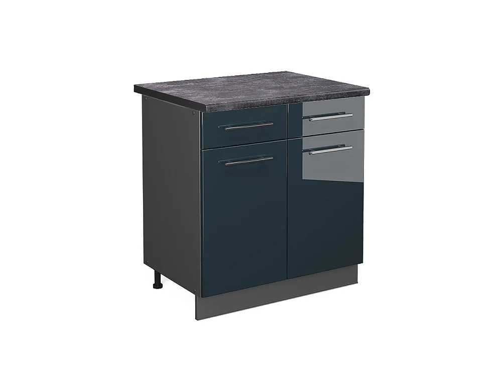 Meuble cuisine bleu foncé brillant 80x60x82 fame-line