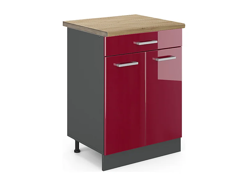 Mobiletto base per cucina rosso lucido 60x60x81.6 r-line