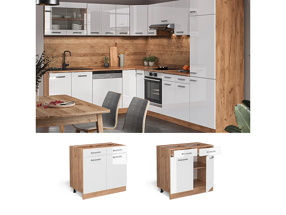 Meuble cuisine blanc haute brillance 80x60x81.6 r-line