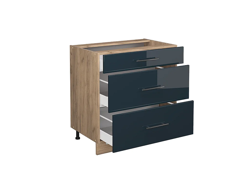 Meuble cuisine bleu foncé brillant 80x51.6x82 fame-line