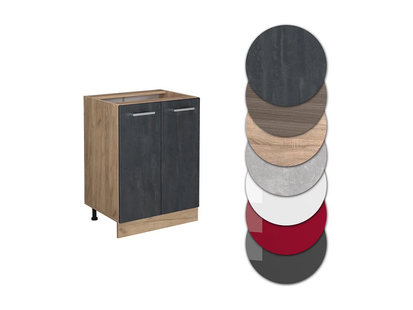 Meuble bas de cuisine béton noir 60x60x81.6 r-line