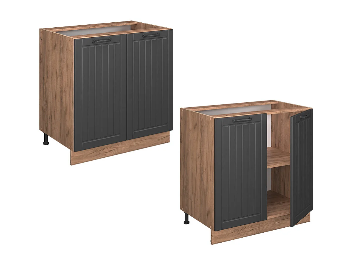 Meuble bas de cuisine gris foncé 80x51.6x82 fame-line