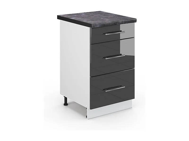 Meuble cuisine anthracite haute brillance 50x60x82 fame-line