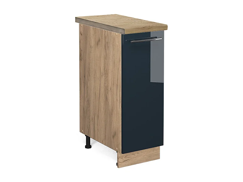 Meuble de cuisine bleu foncé brillant 30x60x82 fame-line