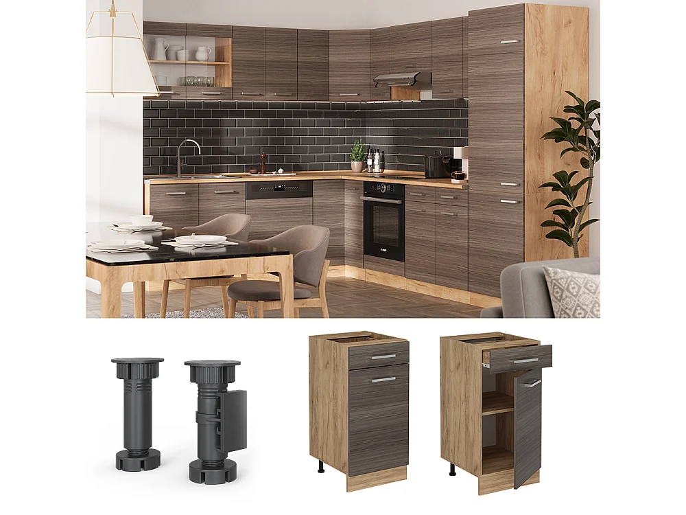 Mobiletto base per cucina grigio nobile 40x46x81.6 r-line