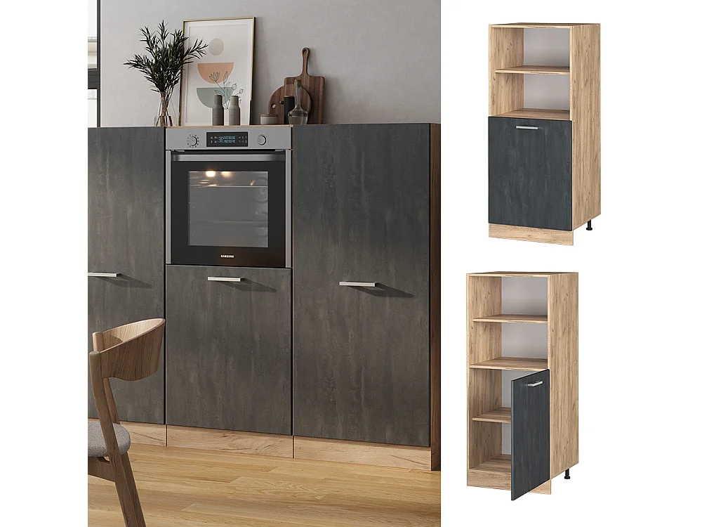 Mobile per forno da incasso calcestruzzo nero 60x57x143 r-line