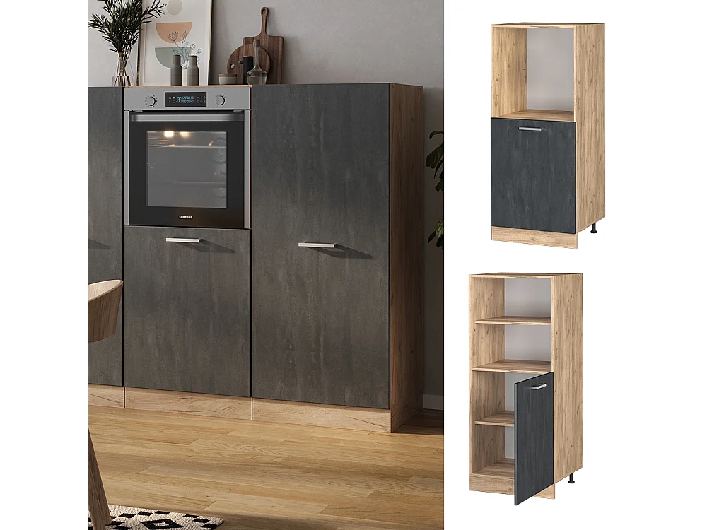 Meuble pour four béton noir 60x57x143 r-line