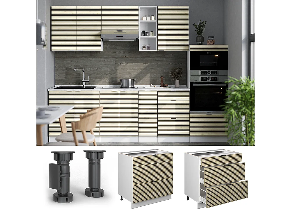 Meuble cuisine panneau en chêne 80x51.6x82 fame-line