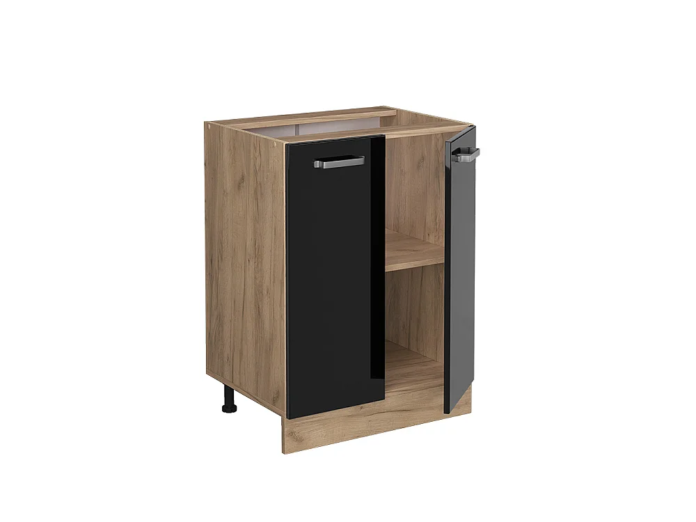 Kitchen base cabinet black high gloss 60x60x81.6 r-line