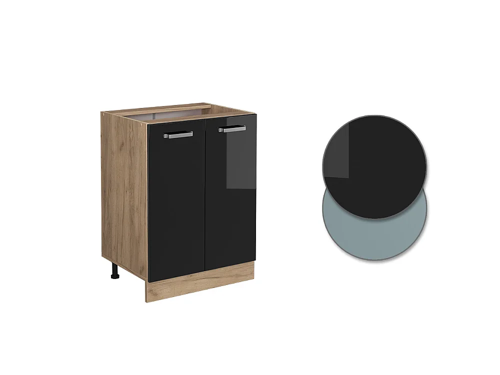 Kitchen base cabinet black high gloss 60x60x81.6 r-line