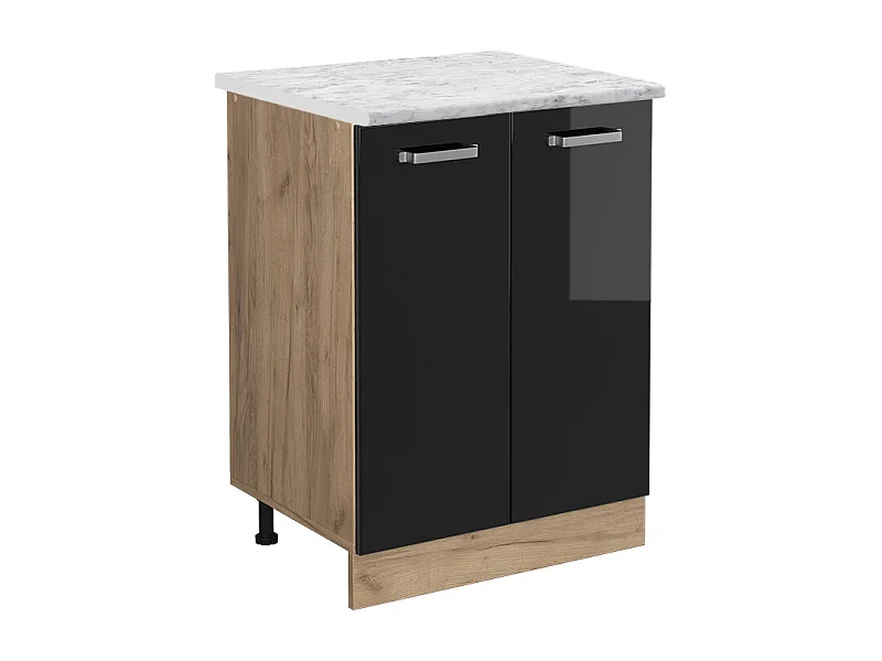 Armário baixo de cozinha preto alto brilho 60x60x81.6 r-line