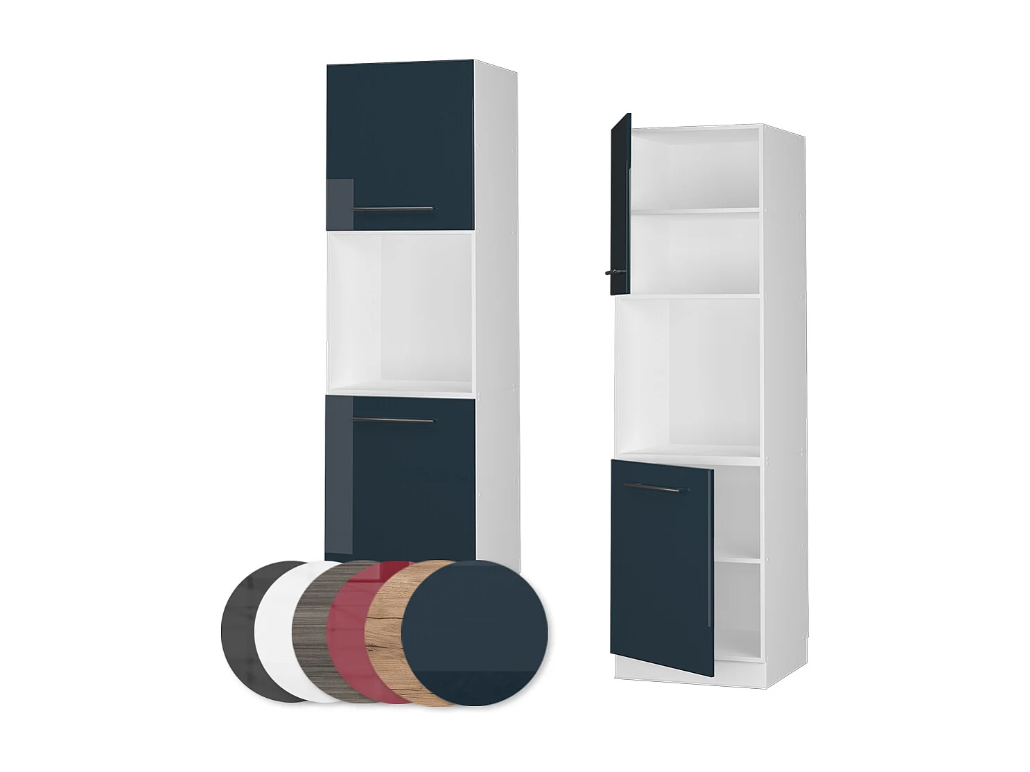 Meuble pour four bleu foncé brillant 60x58x206.8 fame-line