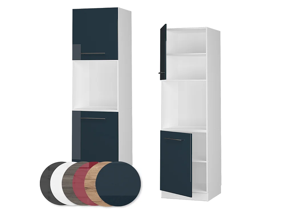 Meuble pour four bleu foncé brillant 60x58x206.8 fame-line