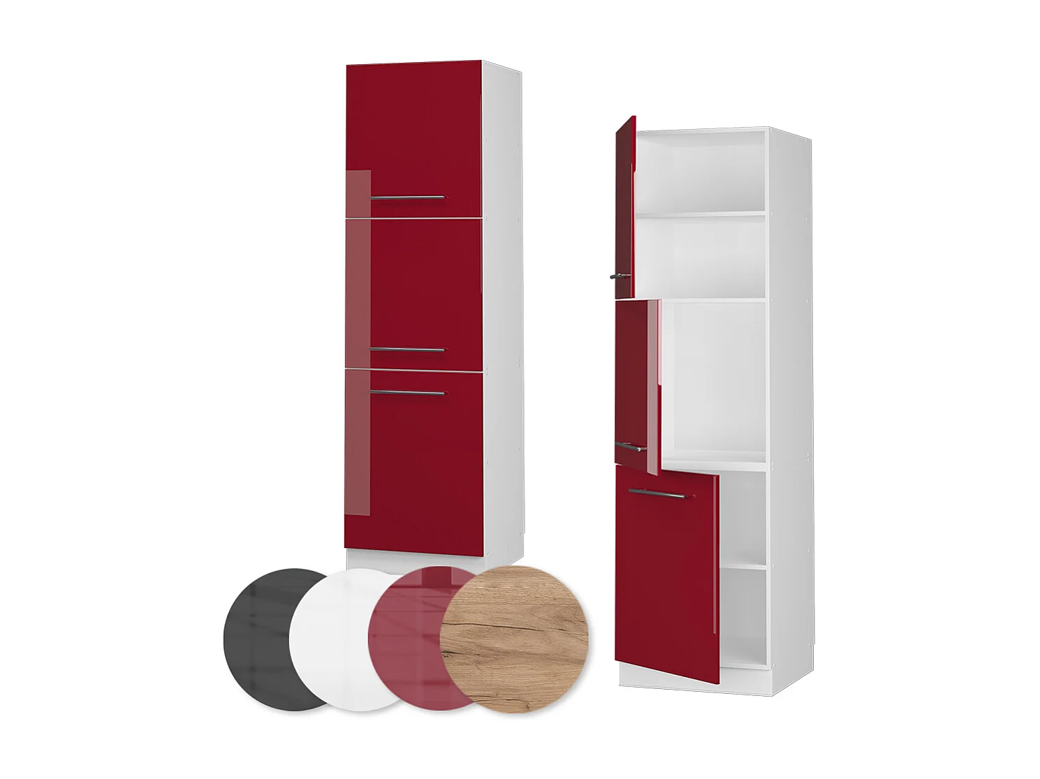 Meuble pour four rouge bordeaux haute brillance 60x58x206.8 fame-line