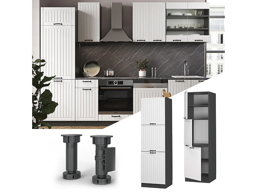 Meuble pour four blanc campagne 60x58x206.8 fame-line