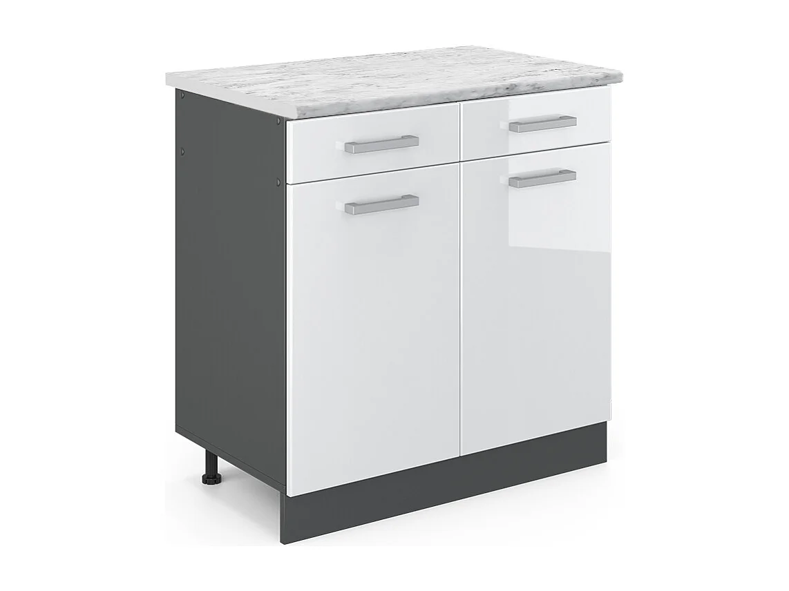 Meuble cuisine blanc haute brillance 80x60x81.6 r-line