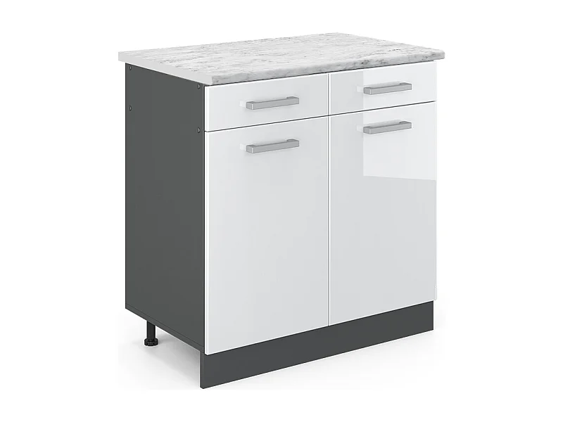 Meuble cuisine blanc haute brillance 80x60x81.6 r-line