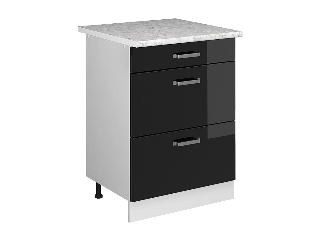 Mobiletto base per cucina nero lucido 60x60x81.6 r-line