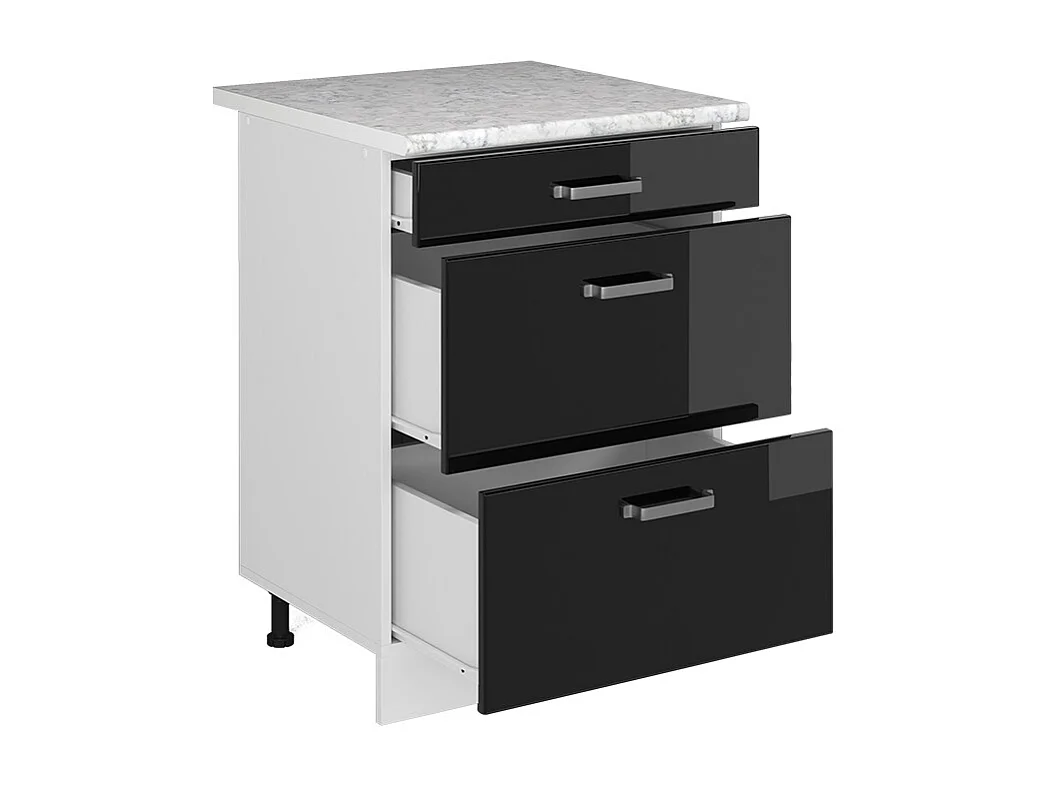Mobiletto base per cucina nero lucido 60x60x81.6 r-line