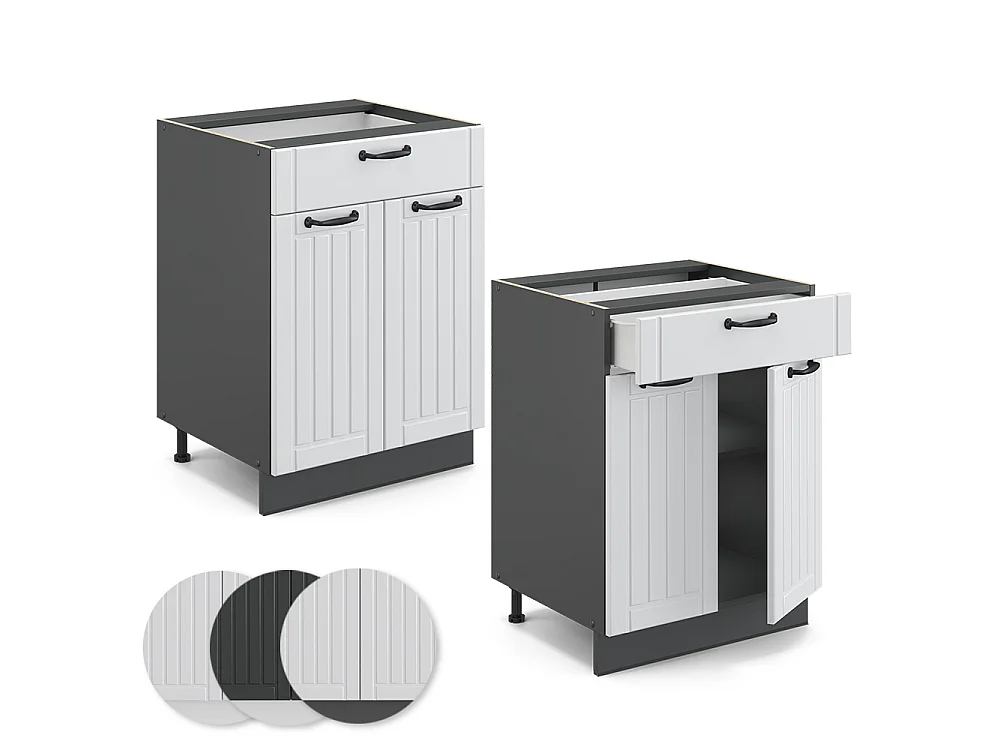 Meuble cuisine blanc campagne 60x60x82 fame-line