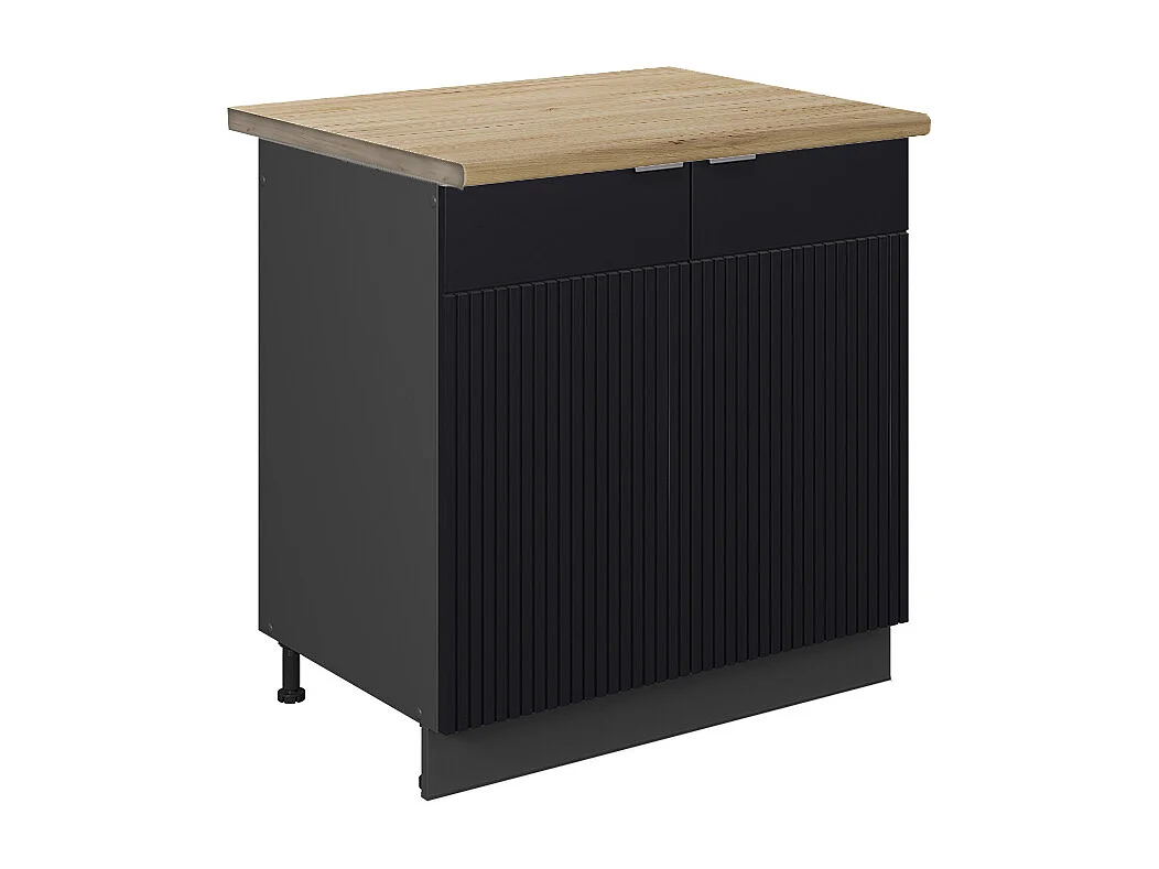 Meuble bas sous-évier noir rayé 80x60x82 fame-line