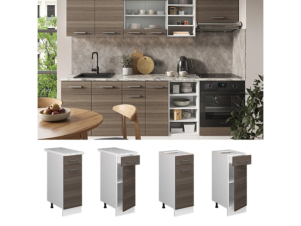 Meuble cuisine gris noble 30x60x81.6 r-line