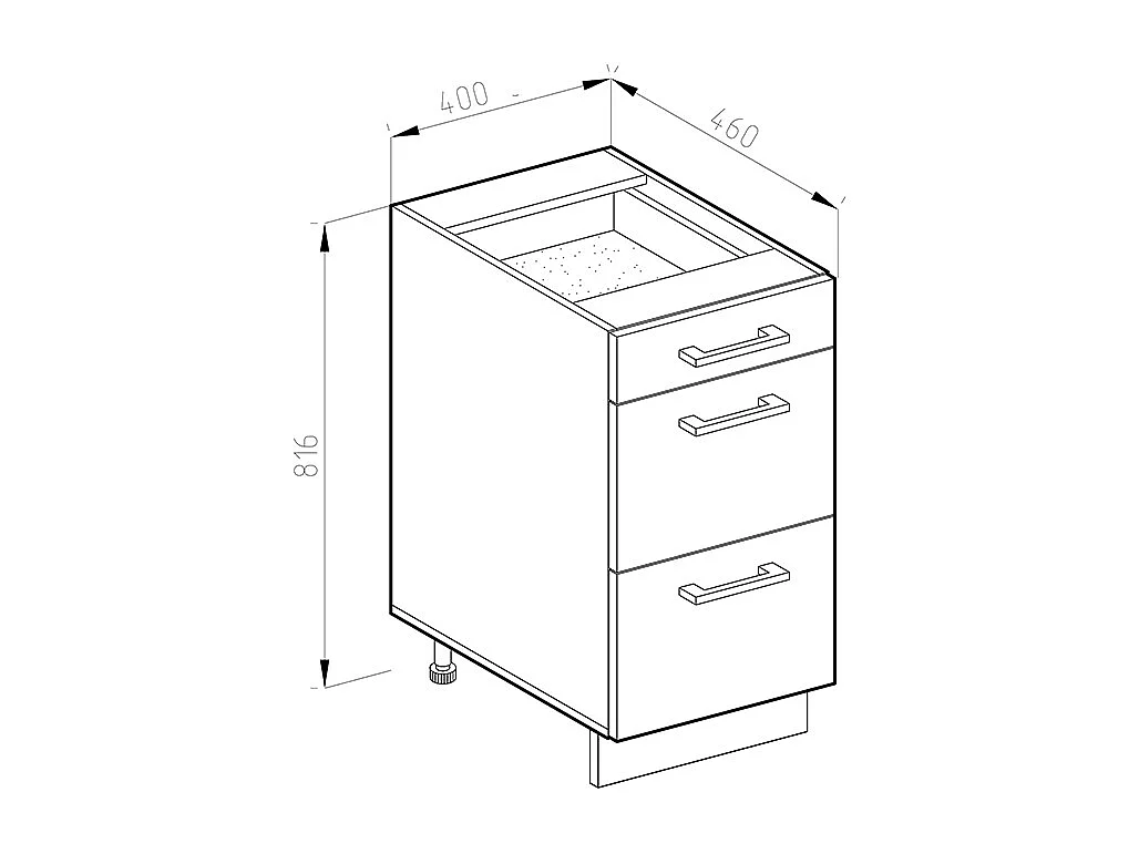 Mobiletto base per cucina bianco lucido 40x60x81.6 r-line