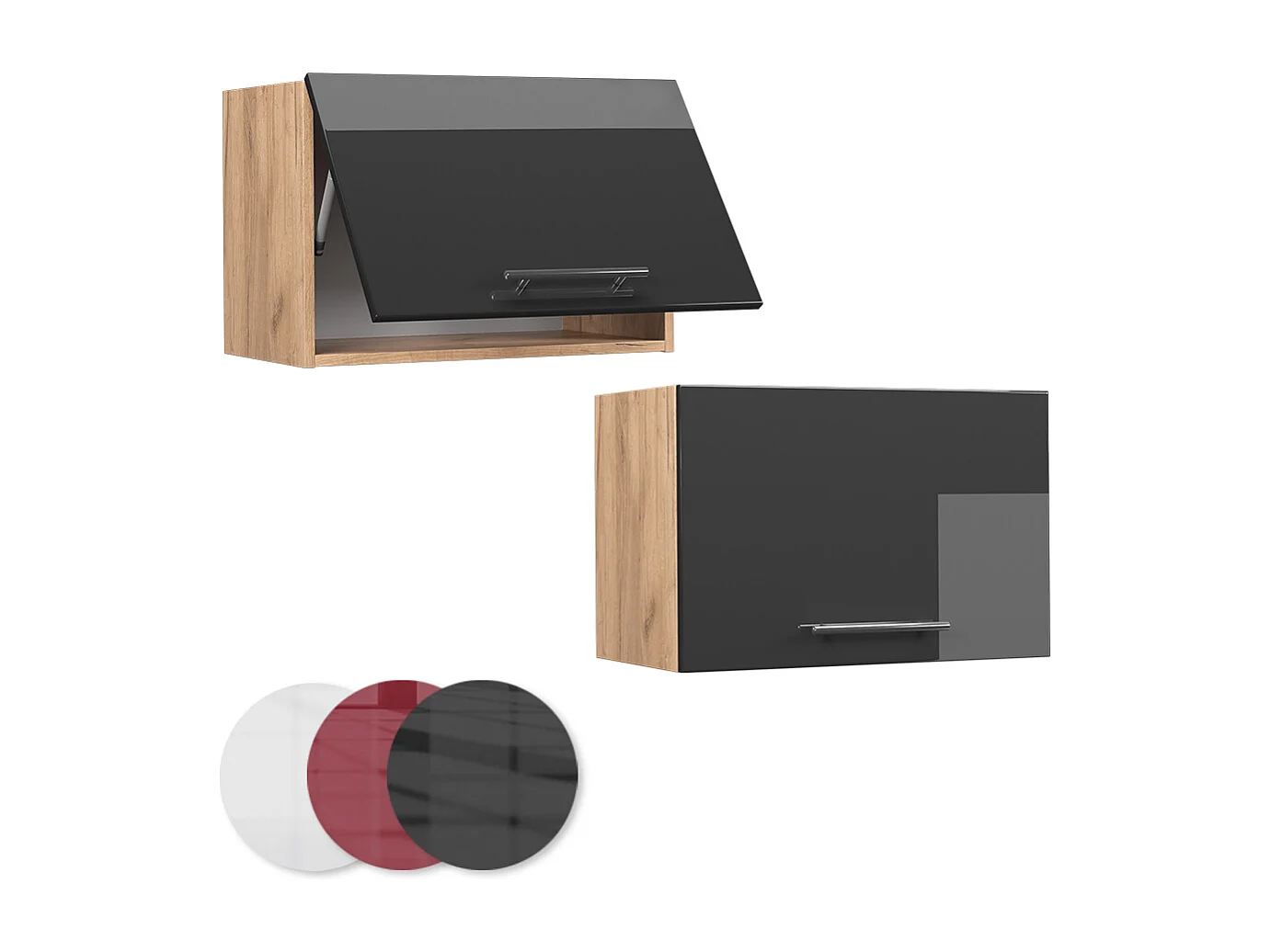 Elément haut de cuisine anthracite haute brillance 60x34.1x40 fame-line