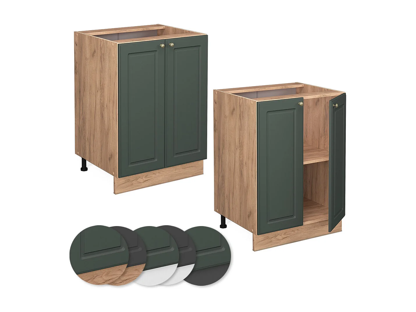 Meuble bas de cuisine vert or campagne 60x60x82 fame-line