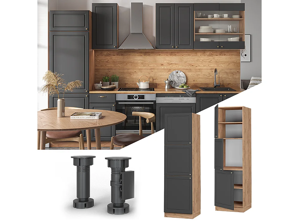 Armario para horno empotrado antracita-oro 60x58x206.8 fame-line