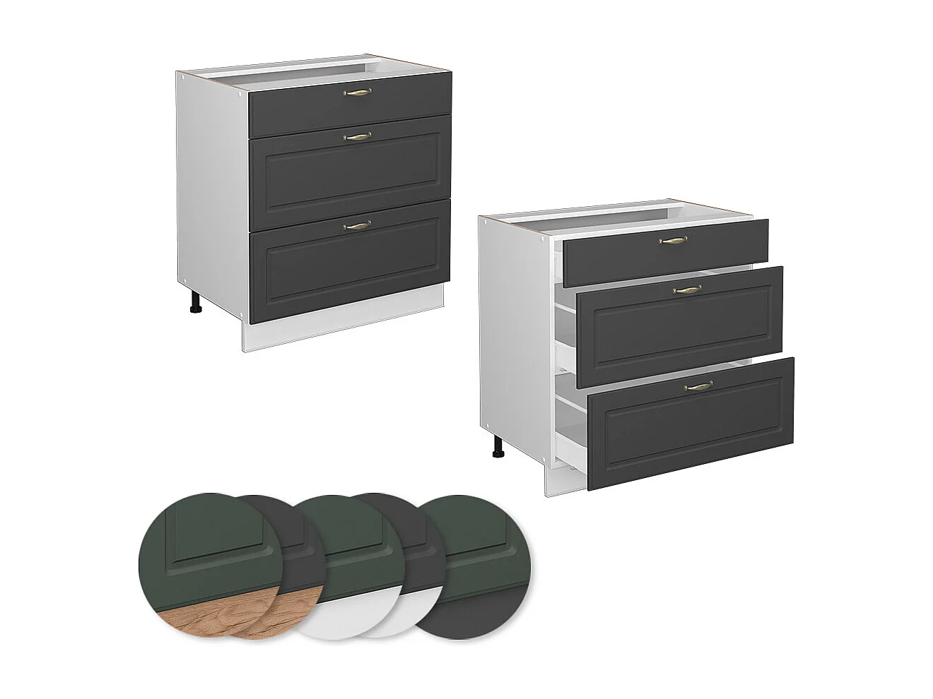 Mueble bajo de cocina antracita-oro 80x51.6x82 fame-line