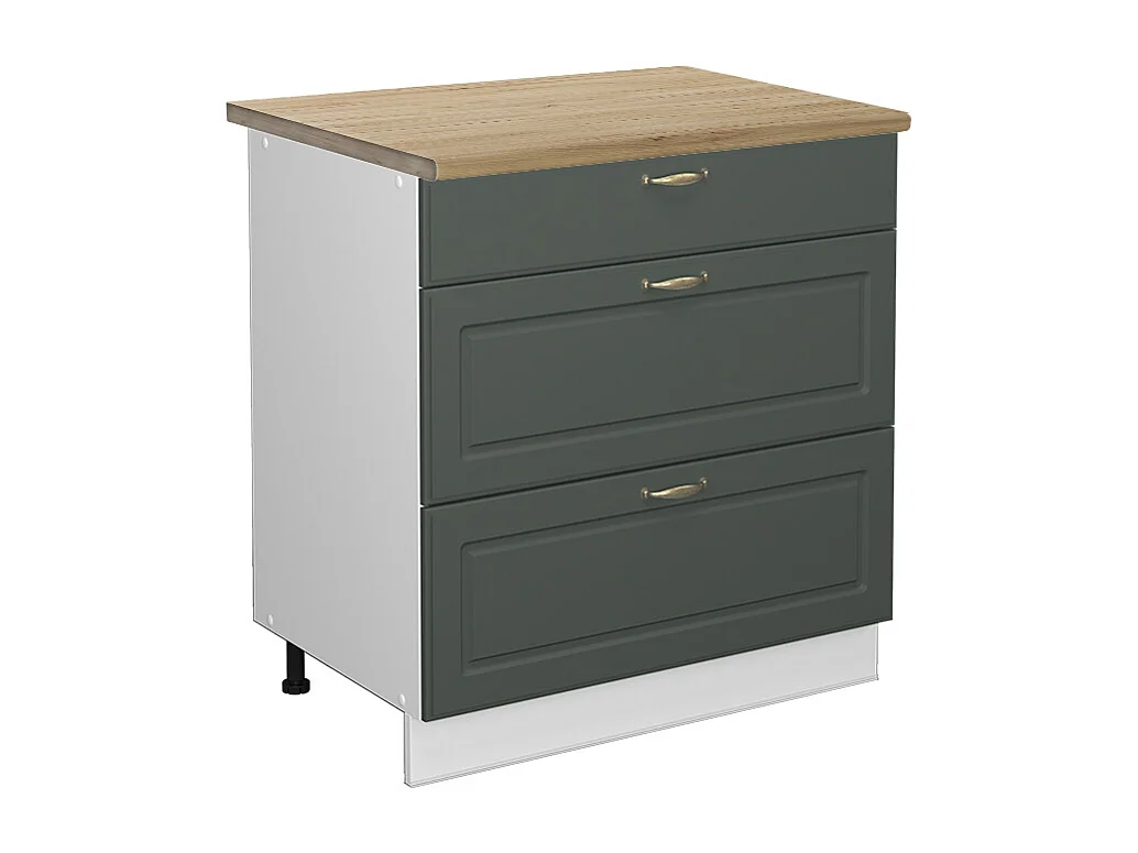 Mueble bajo de cocina verde dorado casa de campo 80x60x82 fame-line