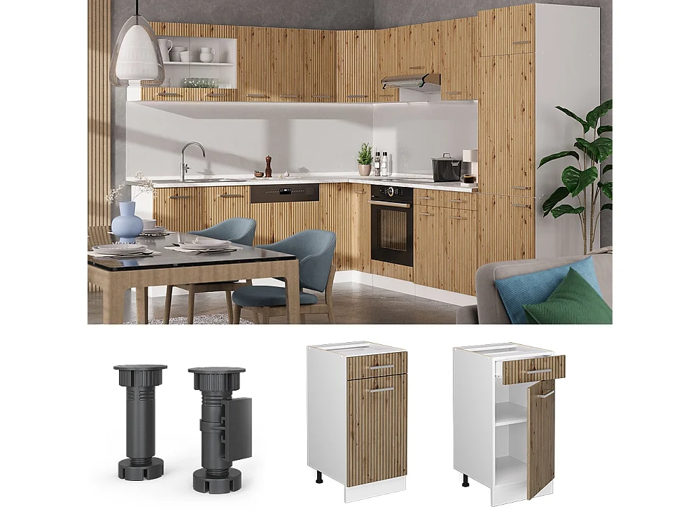 Mobiletto base per cucina rovere artigianale 40x60x81.6 r-line