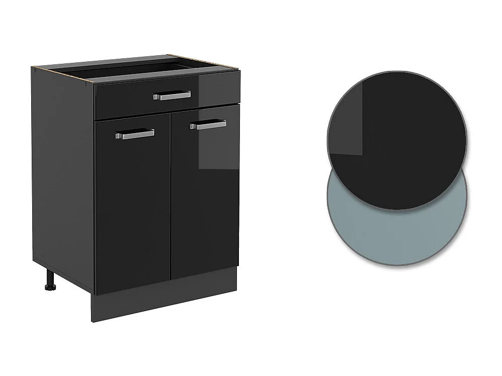 Mobiletto base per cucina nero lucido 60x46x81.6 r-line