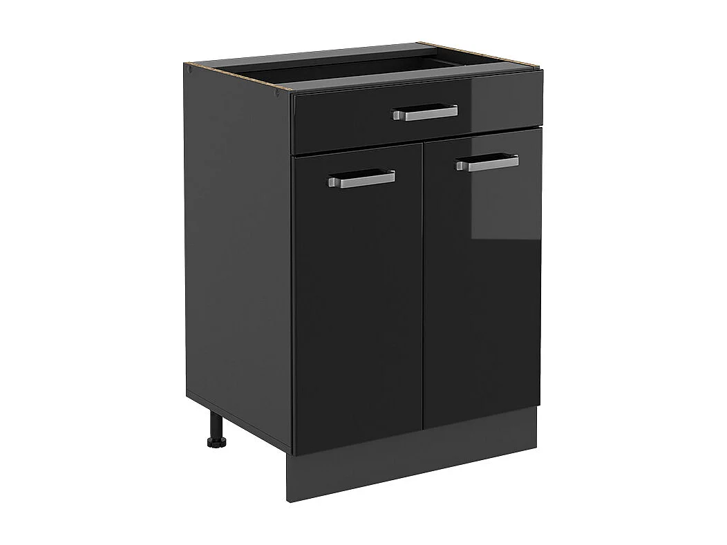 Meuble cuisine noir haute brillance 60x46x81.6 r-line
