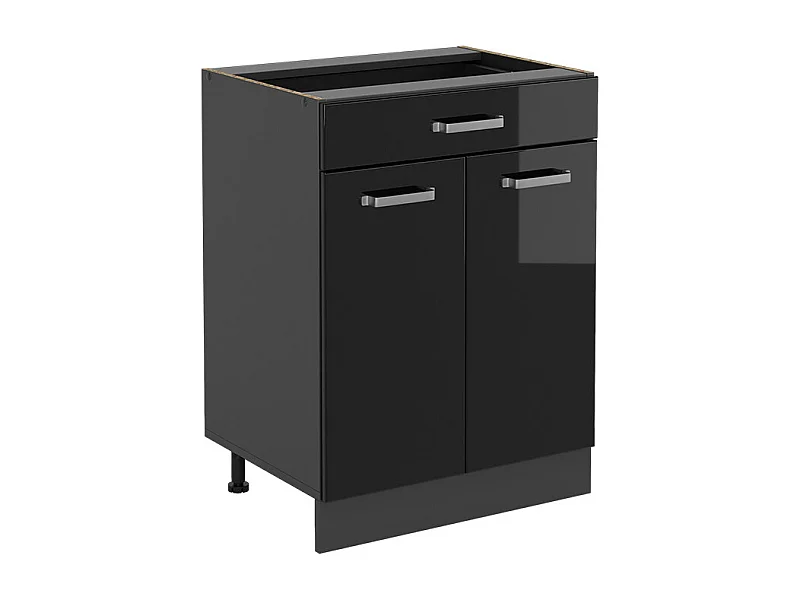 Keukenonderkast zwart hoogglans 60x46x81.6 r-line