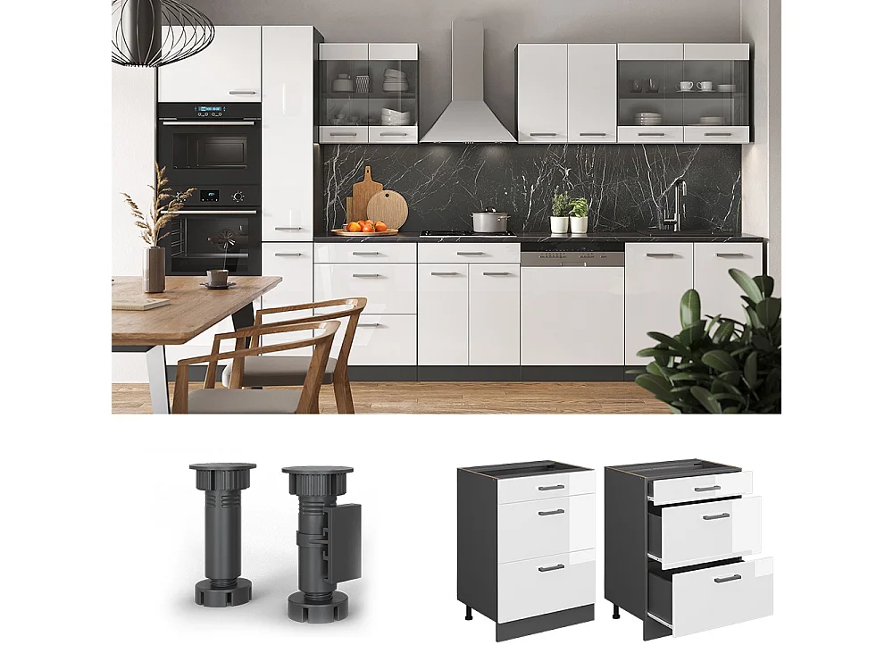 Meuble cuisine blanc haute brillance 60x60x81.6 r-line
