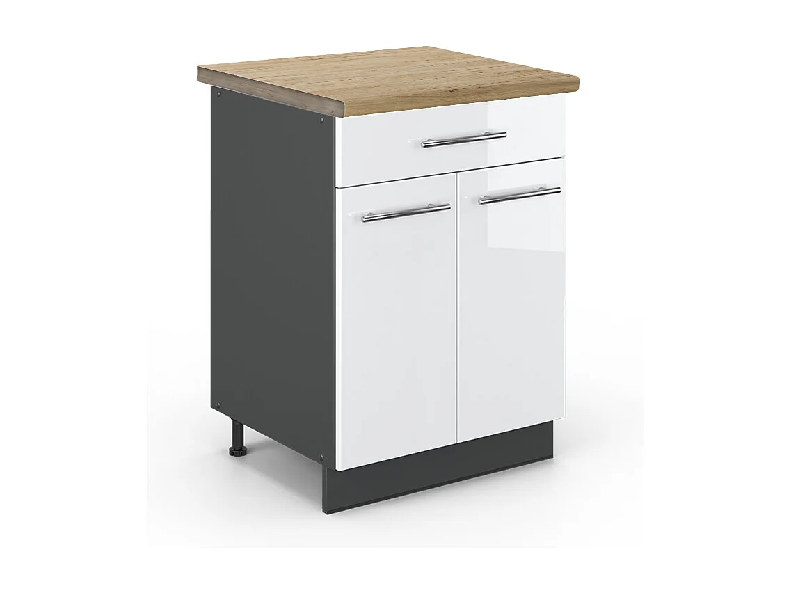 Meuble cuisine blanc haute brillance 60x60x82 fame-line