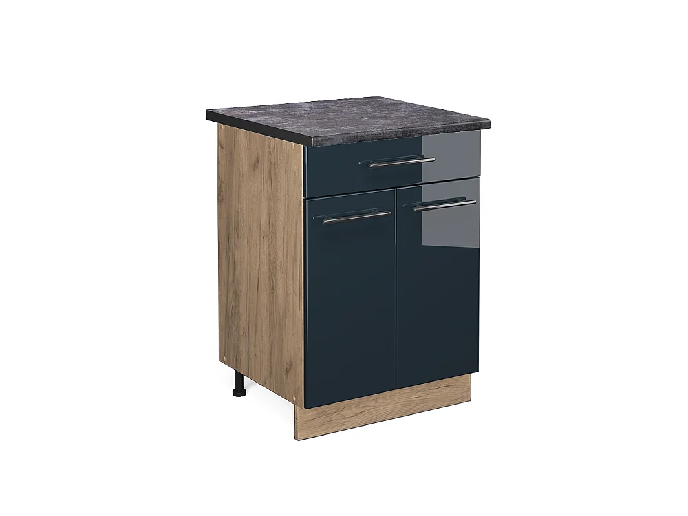 Kitchen base cabinet dark blue high gloss 60x60x82 fame-line