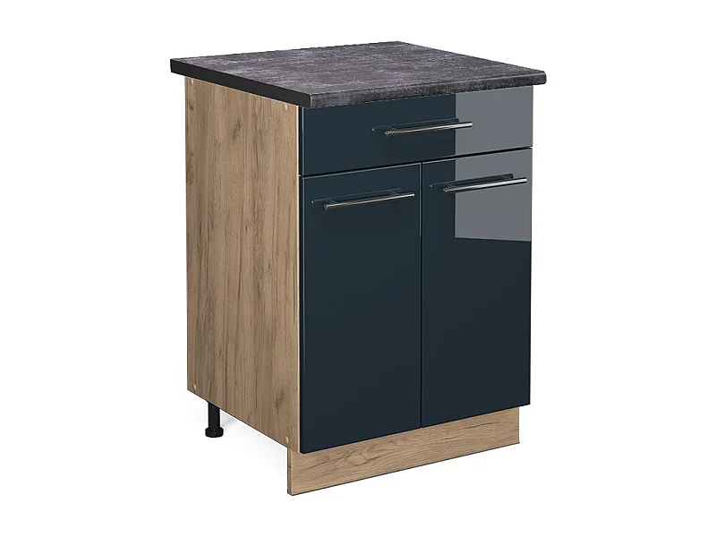 Meuble cuisine bleu foncé brillant 60x60x82 fame-line