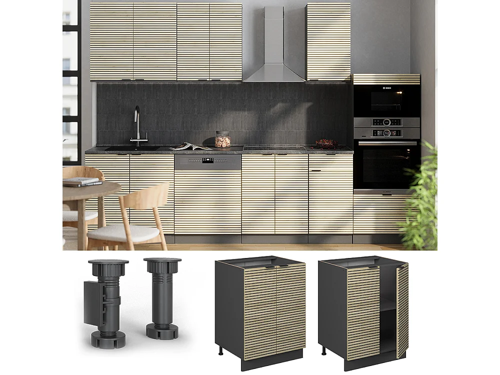Meuble bas de cuisine panneau en chêne 60x60x82 fame-line