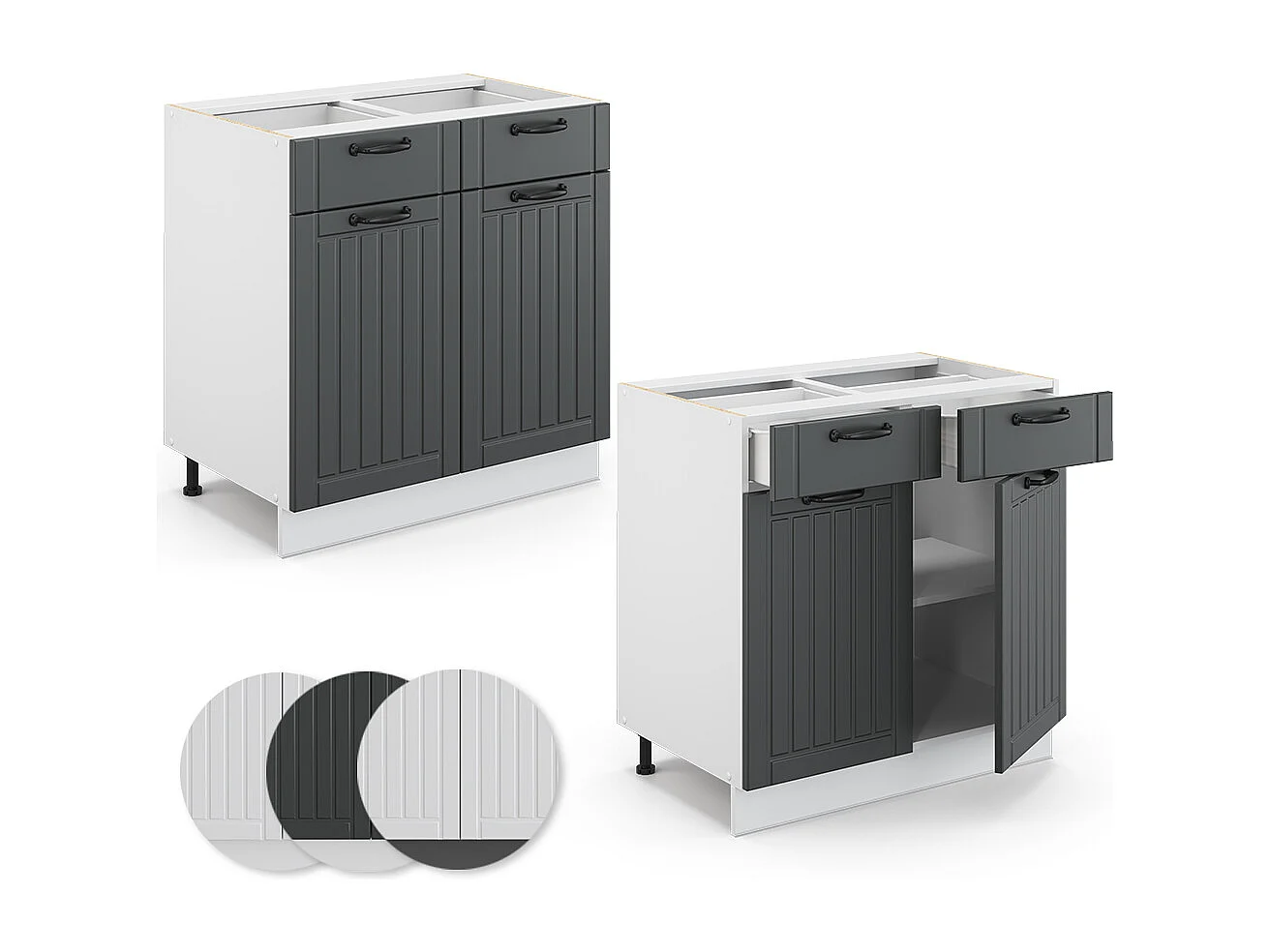 Meuble cuisine anthracite campagne 80x60x82 fame-line