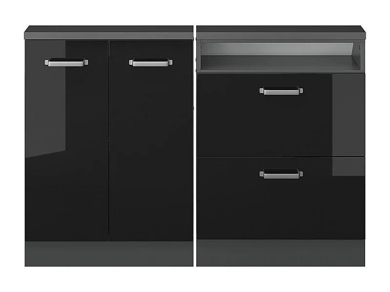 Meuble sous pente noir haute brillance 120x46x81.6 r-line