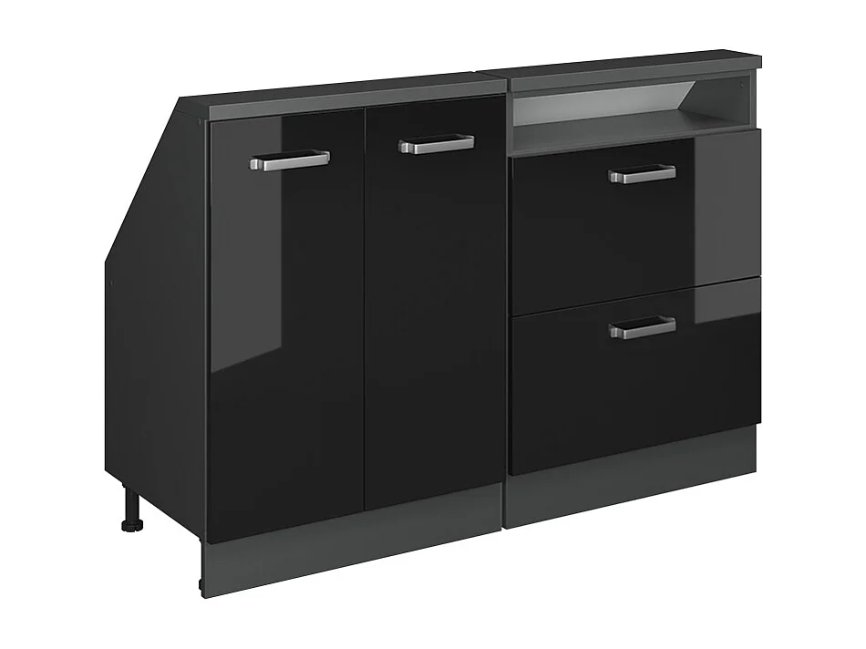 Meuble sous pente noir haute brillance 120x46x81.6 r-line