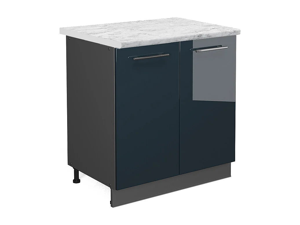 Armario bajo para fregadero azul oscuro alto brillo 80x60x82 fame-line