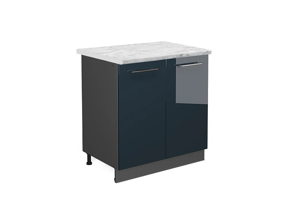 Meuble bas sous-évier bleu foncé brillant 80x60x82 fame-line