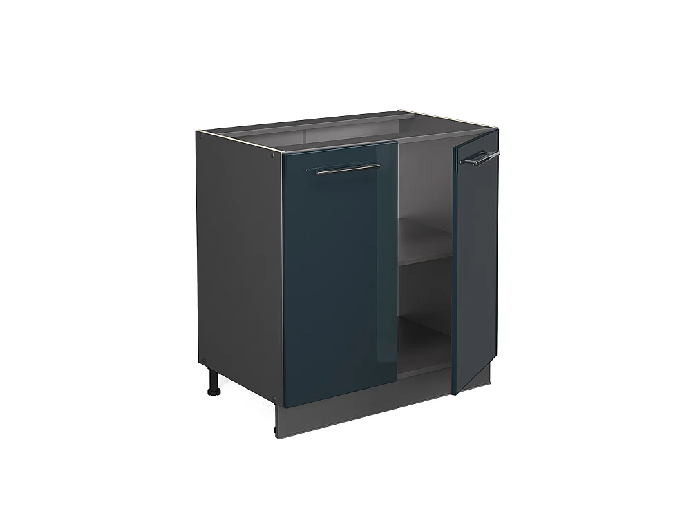 Meuble bas sous-évier bleu foncé brillant 80x60x82 fame-line