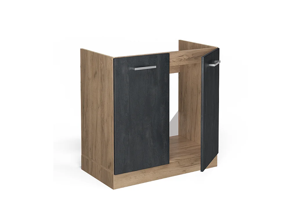 Meuble bas sous-évier béton noir 80x46x81.6 r-line