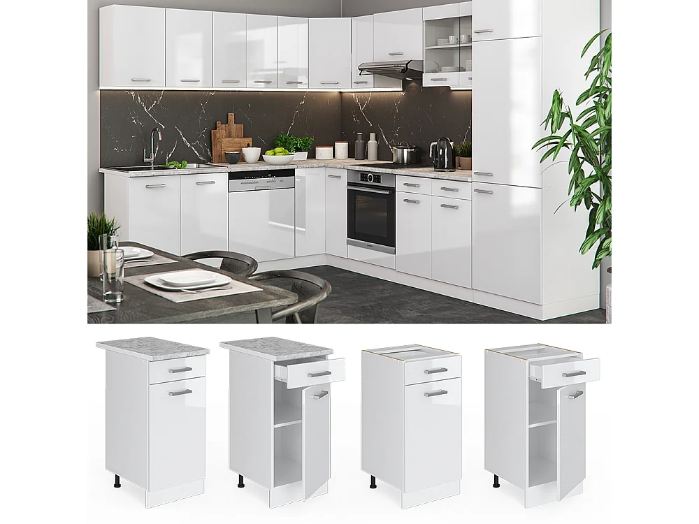 Mobiletto base per cucina bianco lucido 40x60x81.6 r-line