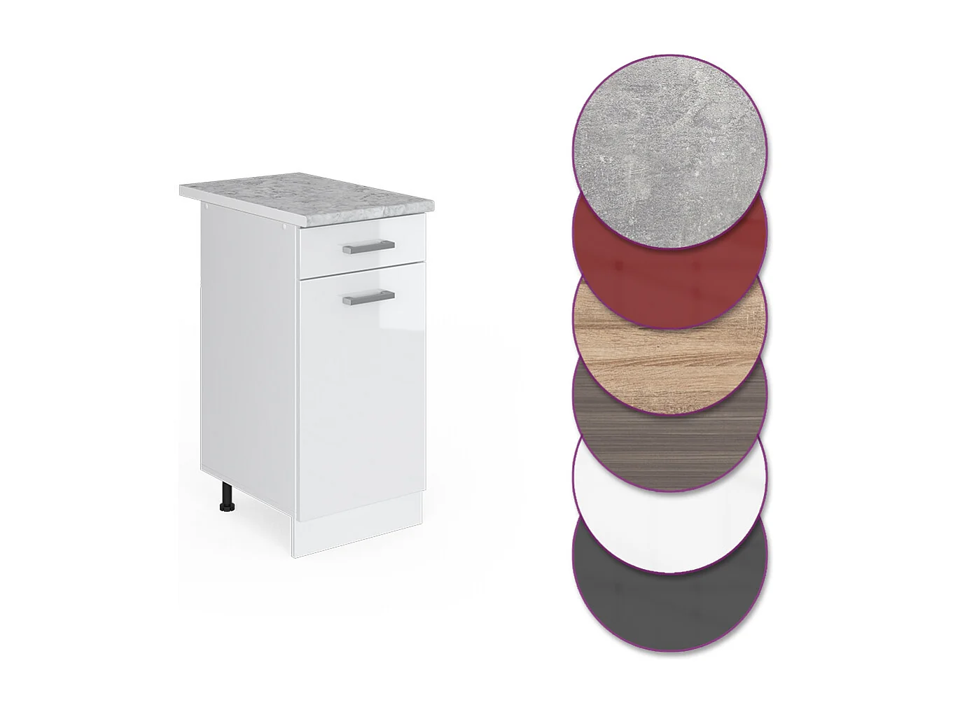 Meuble cuisine blanc haute brillance 40x60x81.6 r-line